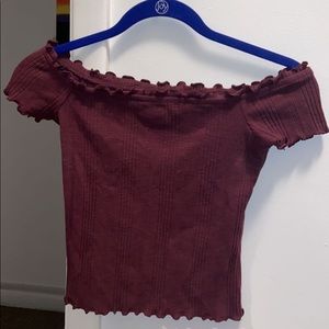 Off shoulder purple crop shirt